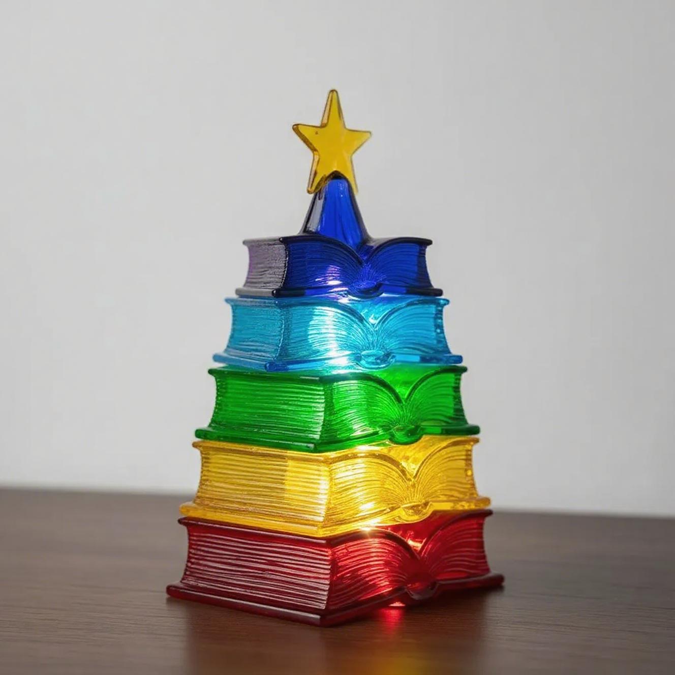 🌈Rainbow Book Light📚- Stacked Christmas Tree