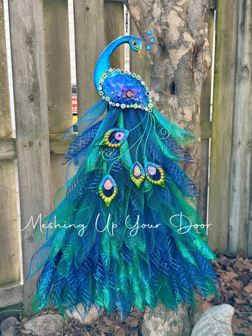 Handmade Peacock Wreath for Front Door