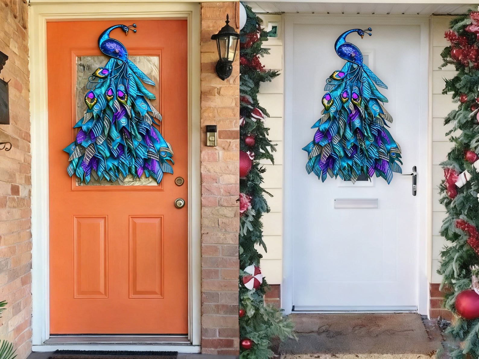 Handmade Peacock Wreath for Front Door