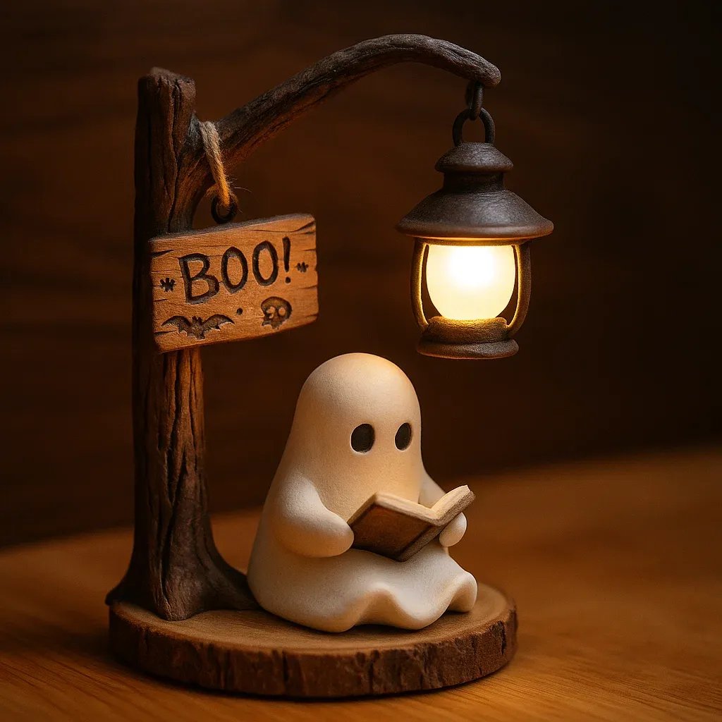 👻📖Cute Ghost Reading Lantern - BOO!
