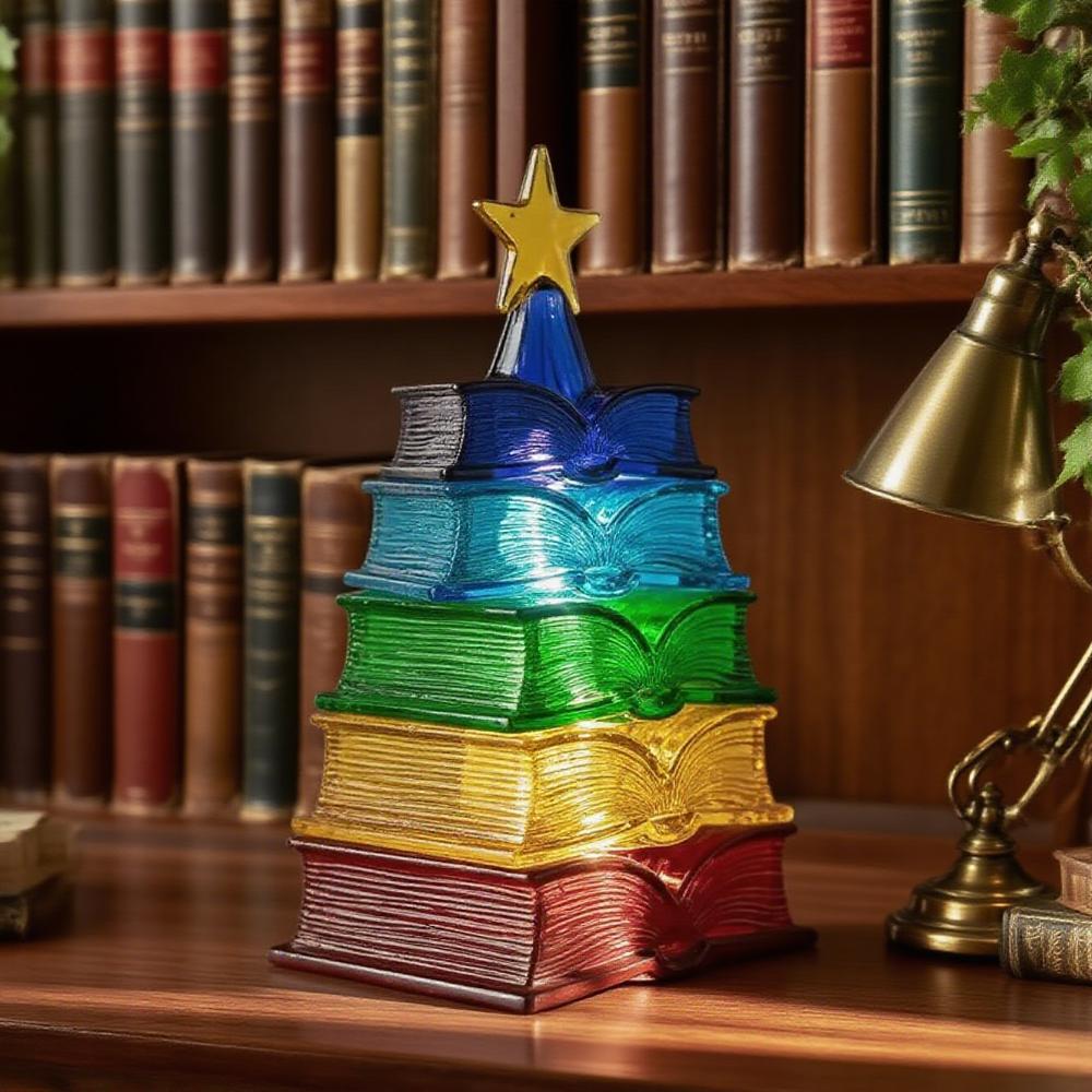 🌈Rainbow Book Light📚- Stacked Christmas Tree